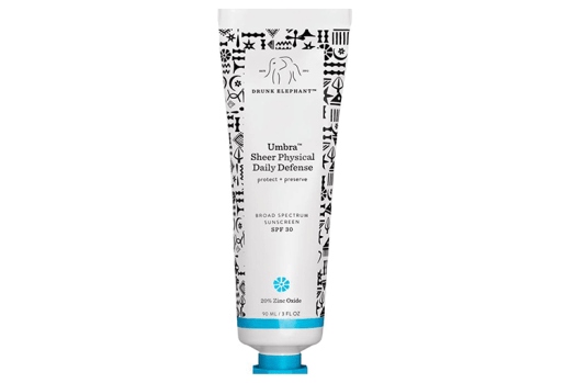 Drunk Elephant Umbra™ Sheer Physical Daily Defense Broad Spectrum Sunscreen SPF 30. Available at Sephora