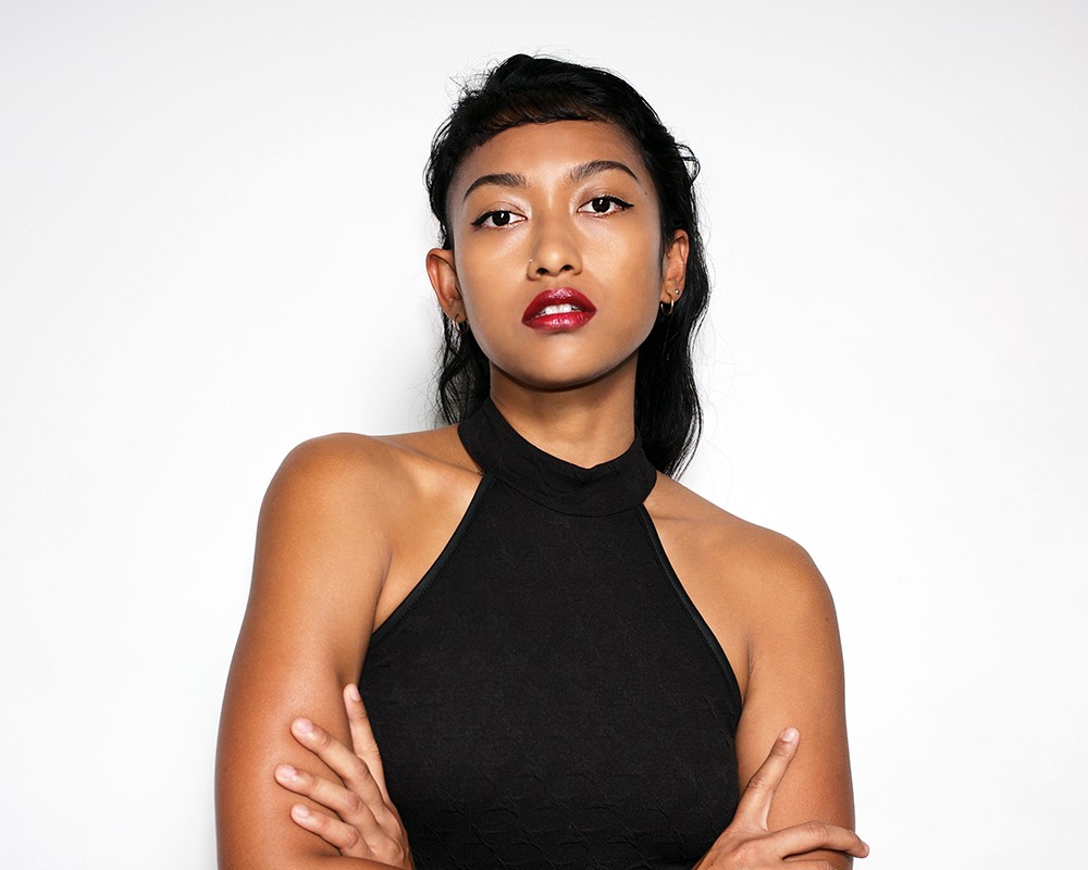 Nadia wears YSL Beauty Rouge Volupté Rock’N Shine in 8 Rock’N Red